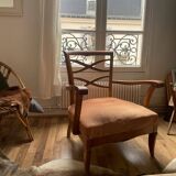Armchair, beech and velvet trim, circa 1950