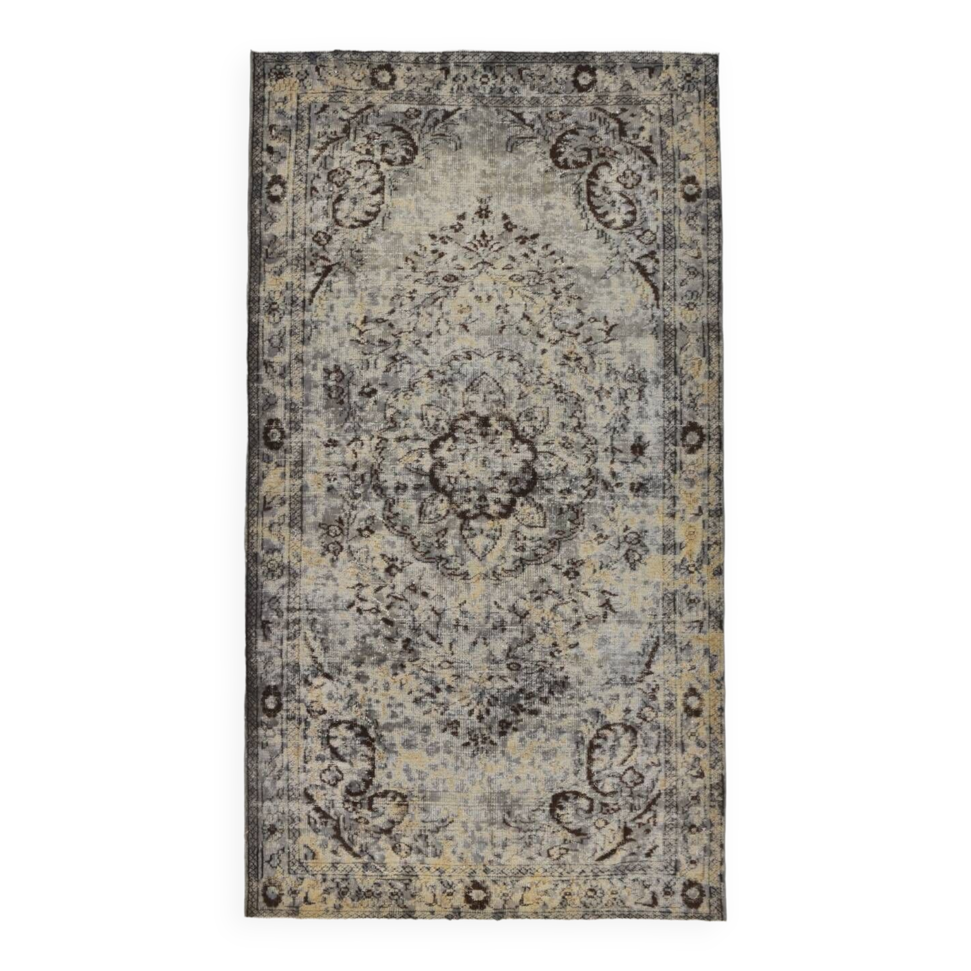 5x10 Distressed Brown Vintage Rug, 164x295Cm