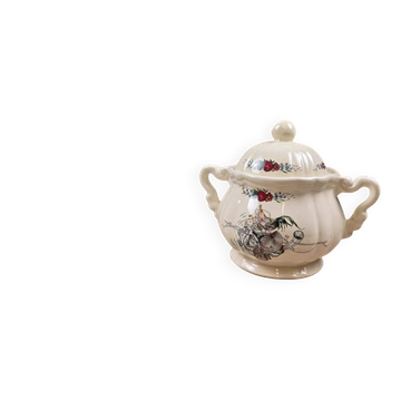 Sugar bowl Sarreguemines Obernai Henri Loux – Rooster decoration