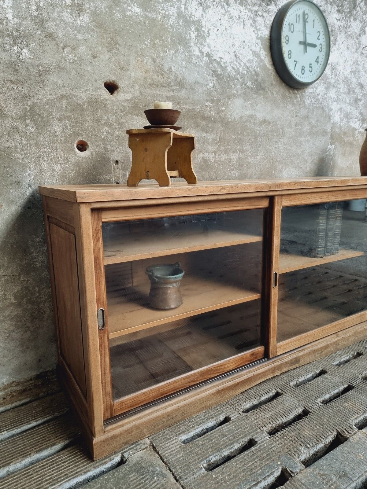 Antique display cabinet school cabinet oak sideboard 250 cm