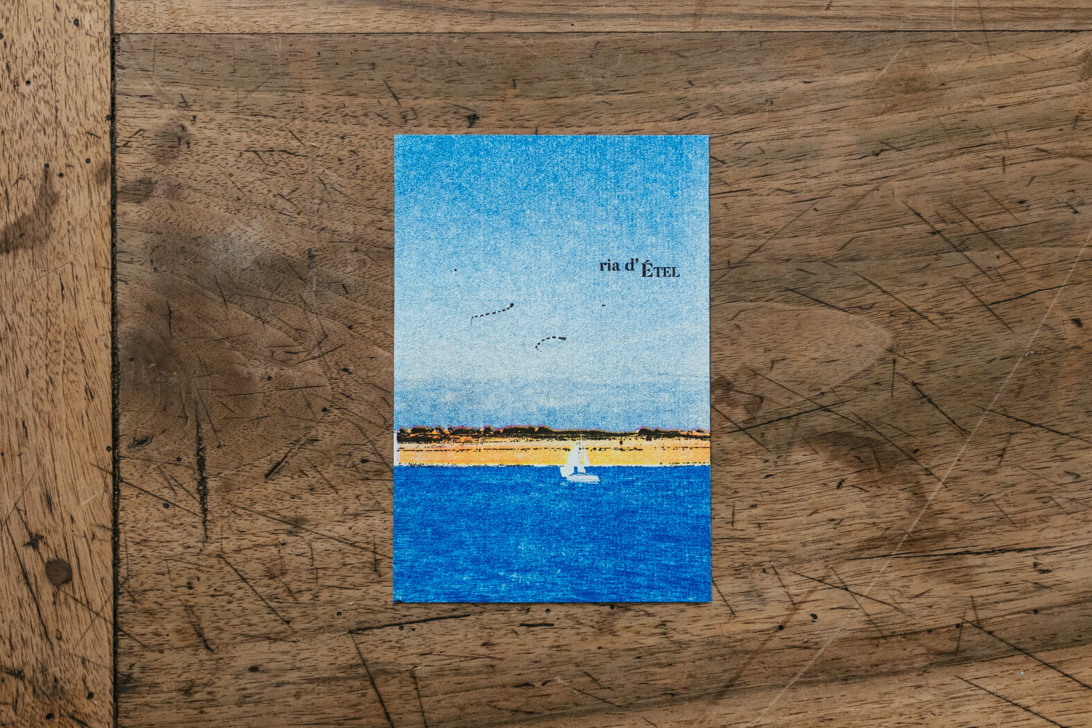 Framed Risography poster, 22 cm x 17 cm, cotton paper 130g. - Ria d'Etel