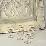 Liqueur Glasses, Vintage French Set of 6 – Gold Rimmed Stemware