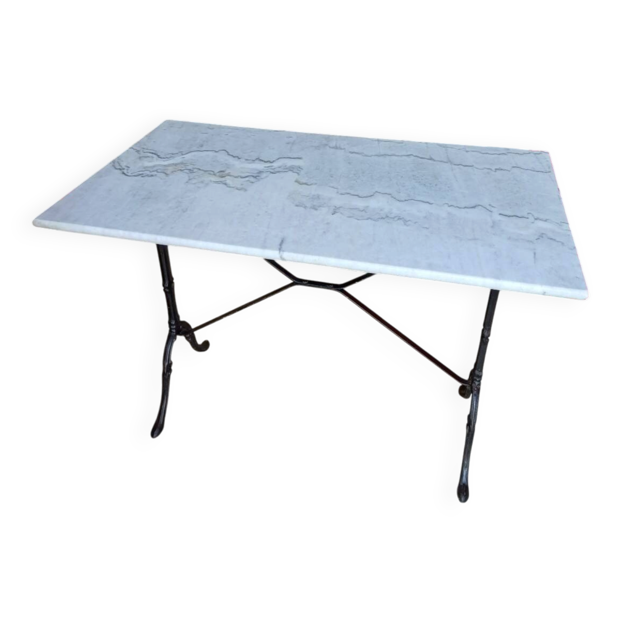 Bistro table marble and wrought iron