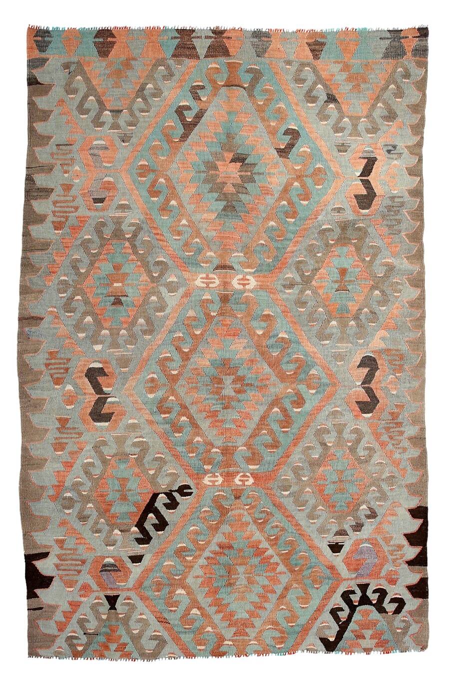 5x8 Blue & Brown Turkish Vintage Kilim Rug, 153x235Cm SK 35166