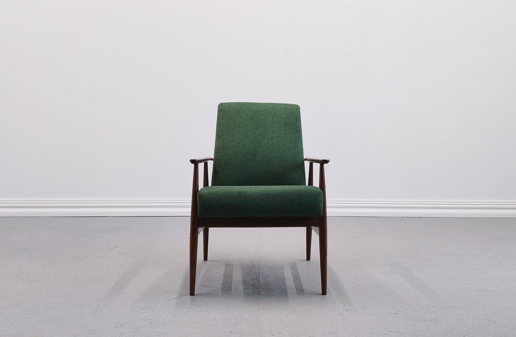 1960 Henryk Lis Mid Century Armchair in Green Tweed