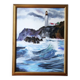 Framed oil on canvas signed Menou seascape