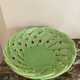 Green woven ceramic basket