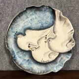 Art Deco ceramics circa 1940: large dove-shaped dish signed