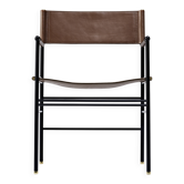 Classic bar stool with backrest. Dark brown and black leather.