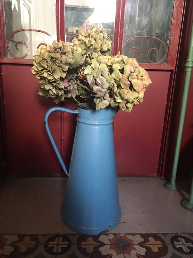 Old blue enamelled broc