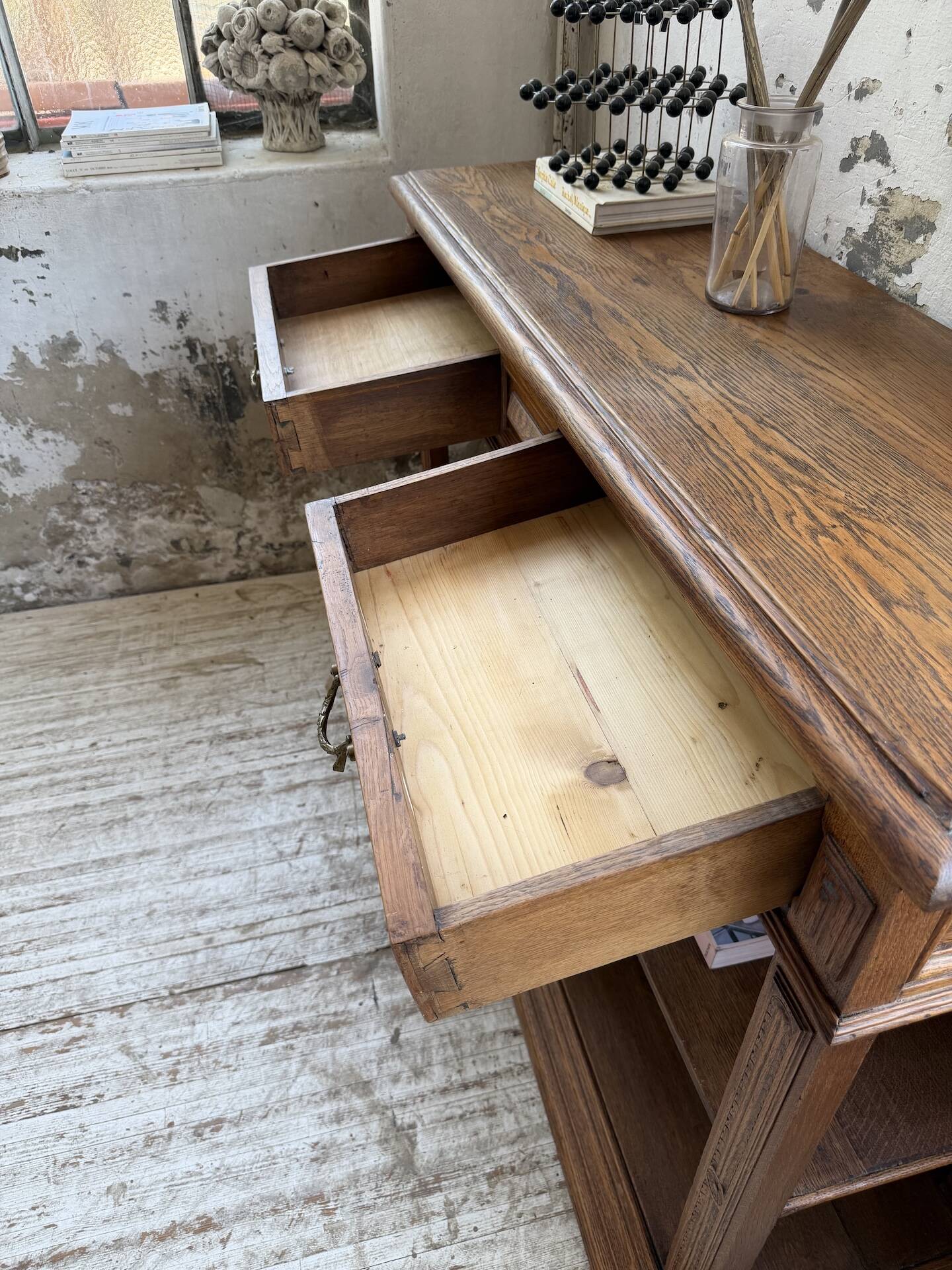 19th-century oak console table