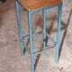 Blue metal workshop stool and industrial wood height 66 cm