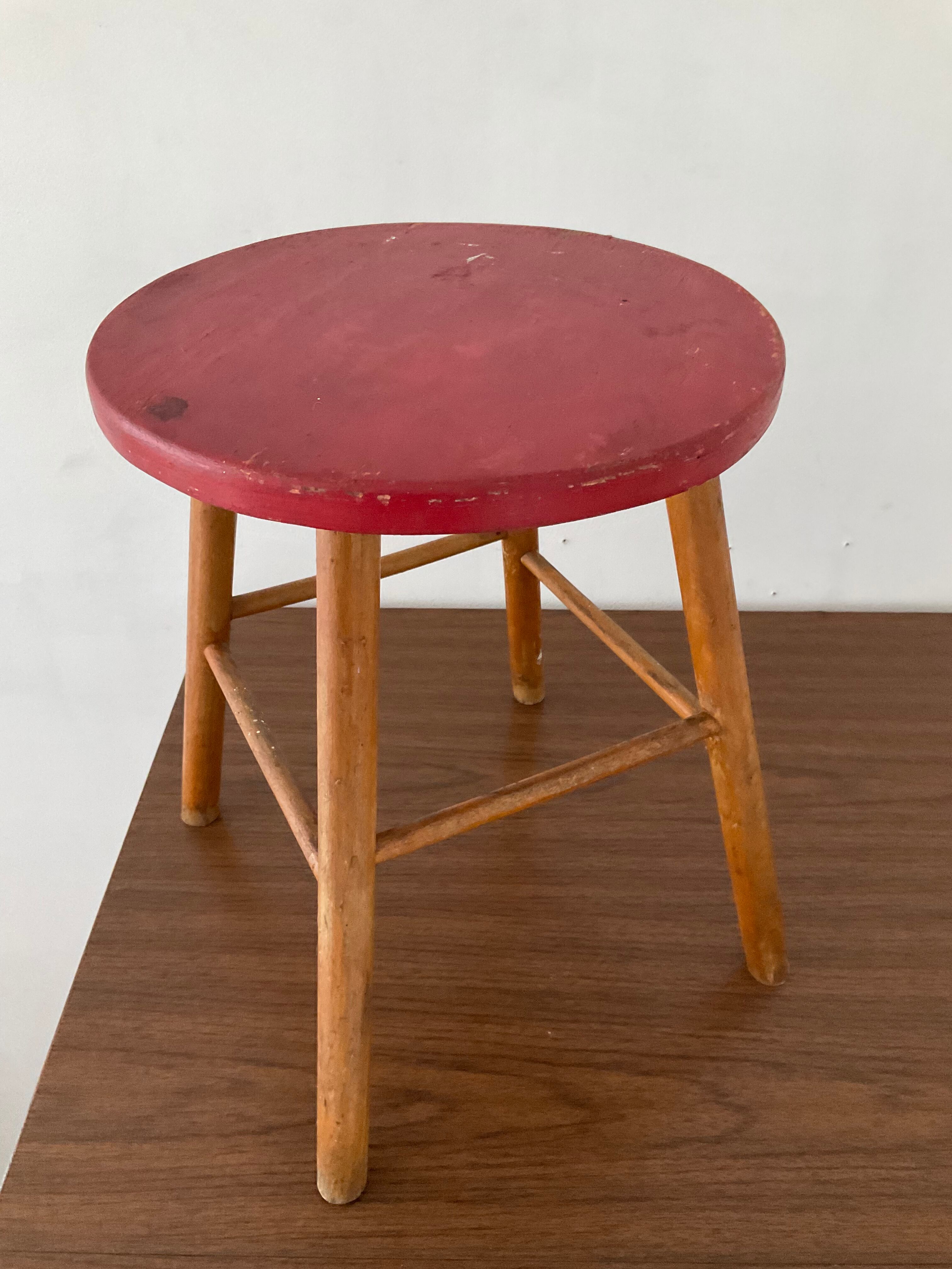 Vintage wooden stool from the 50s