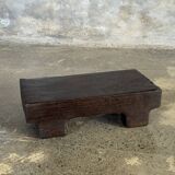 Small stool, black solid teak accent stool wabi-sabi L30 W8.5 H6.