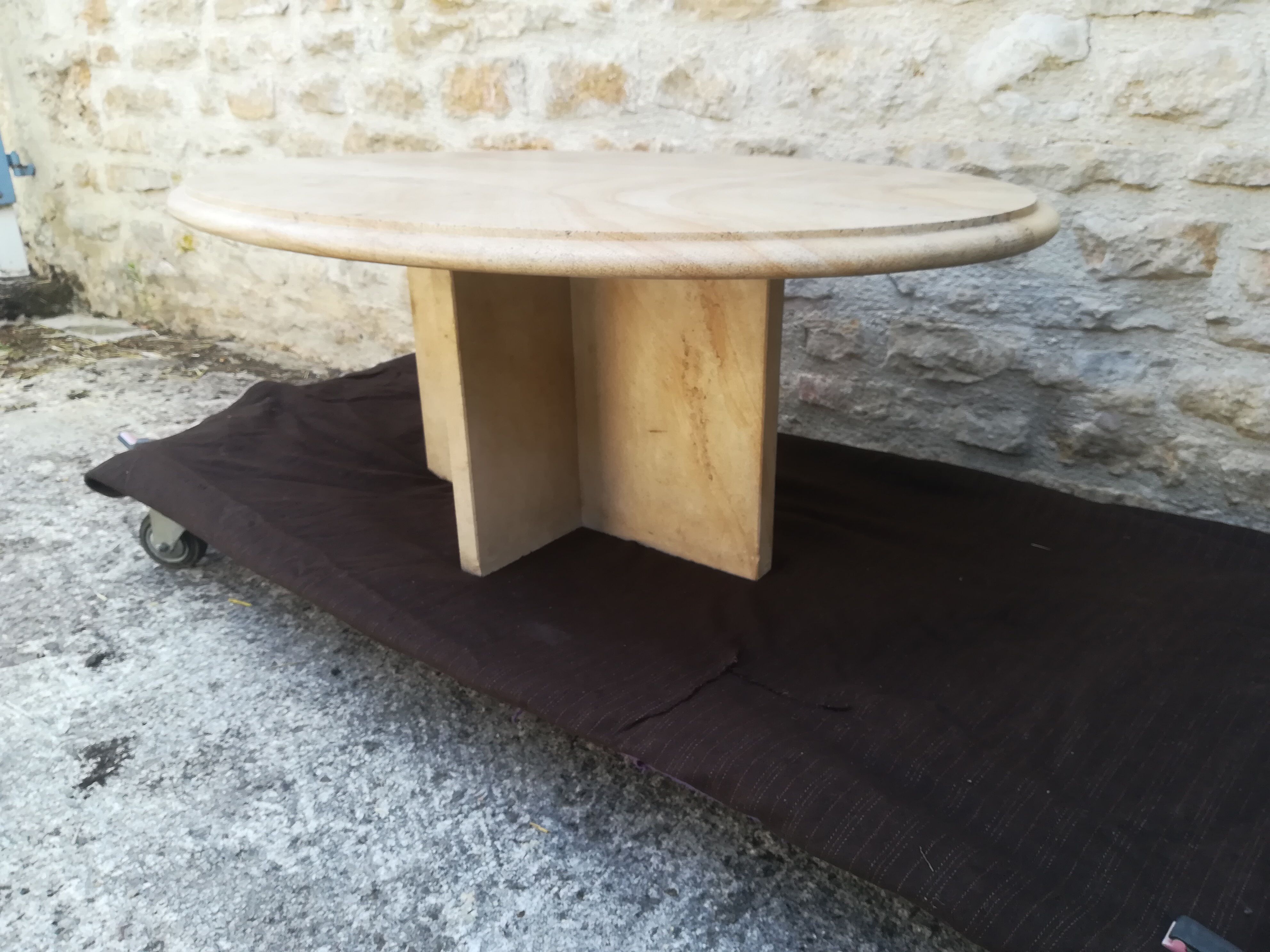 Natural travertine coffee table