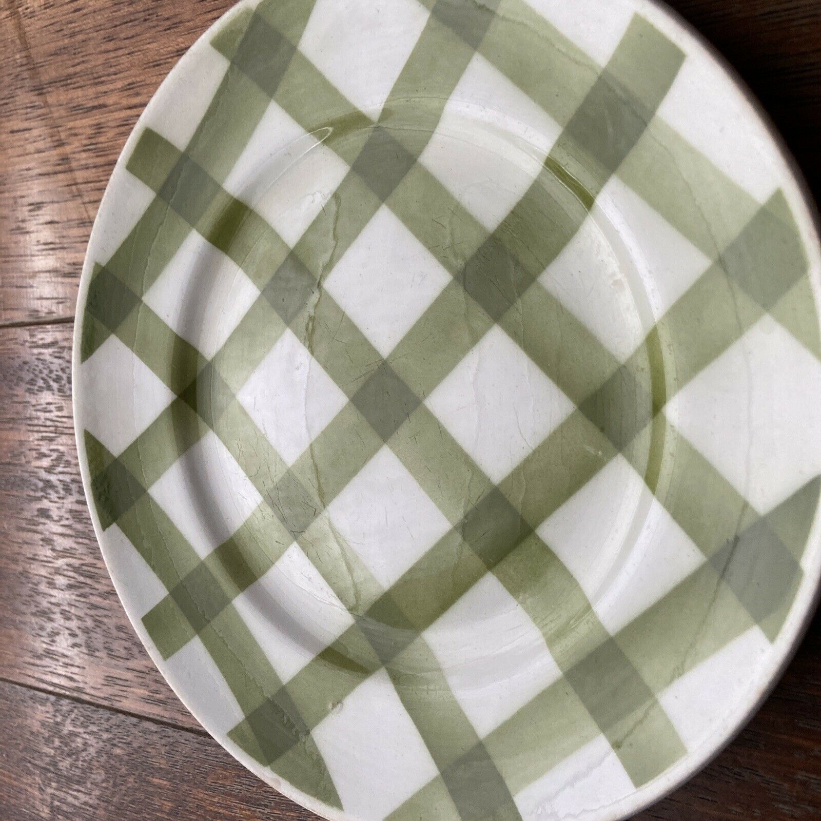 Set of 3 flat plates cloth cloth green vintage Moulin des Loups