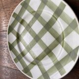 Lot de 3 assiettes plates torchon nappe vert vintage Moulin des Loups