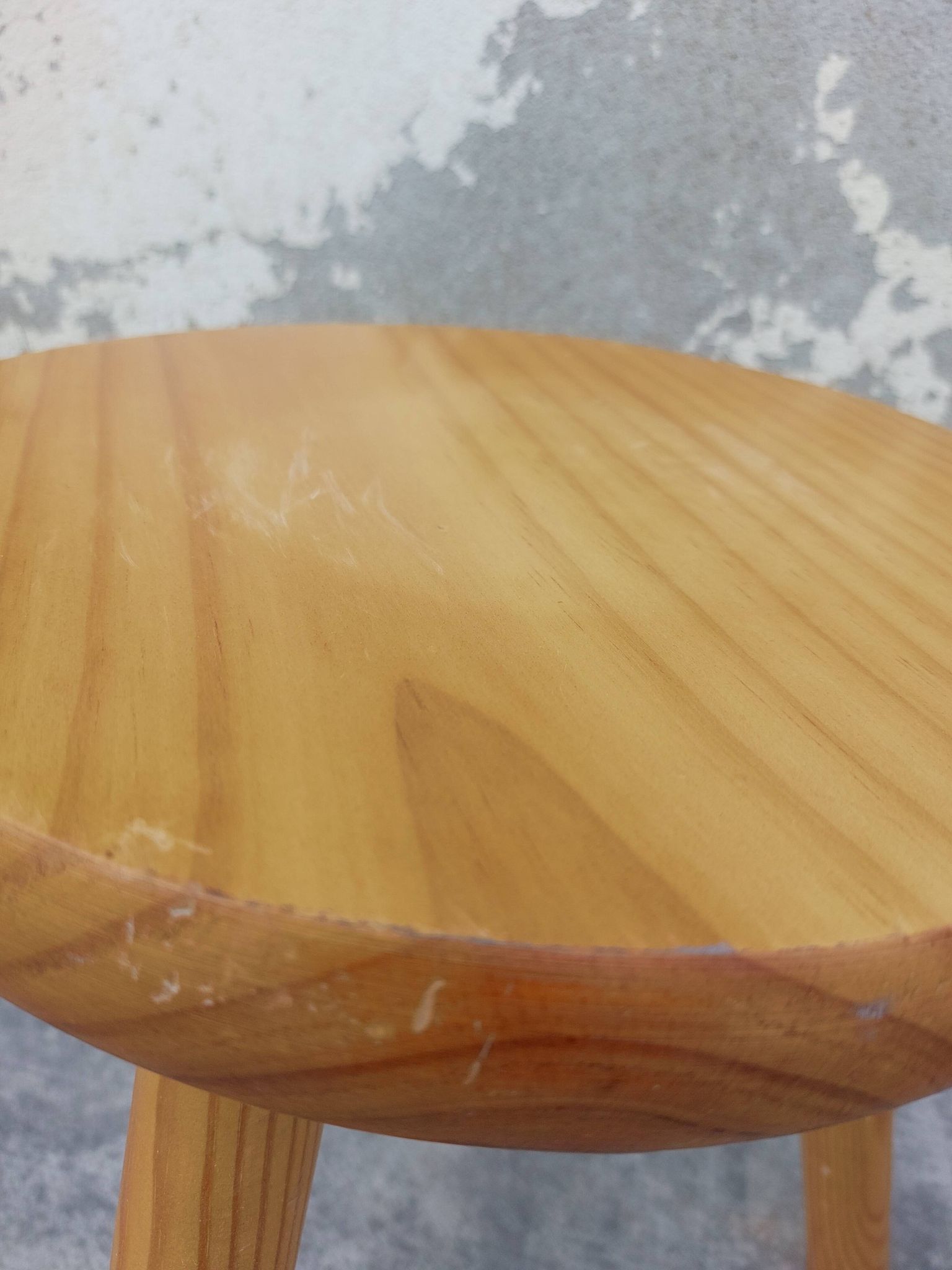 Pair of vintage pine tripod stools