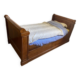 Louis philippe style corner bed solid walnut late 19th