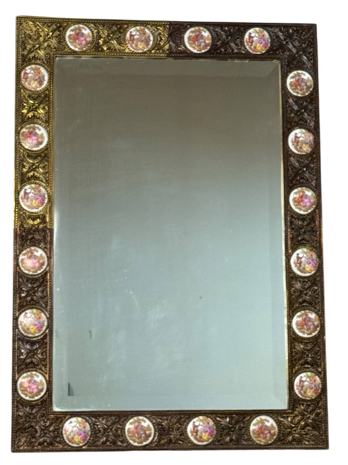 Bronze and Porcelain Mirror from Paris, 1950s