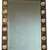 Miroir en Bronze et Porcelaine de Paris années 50