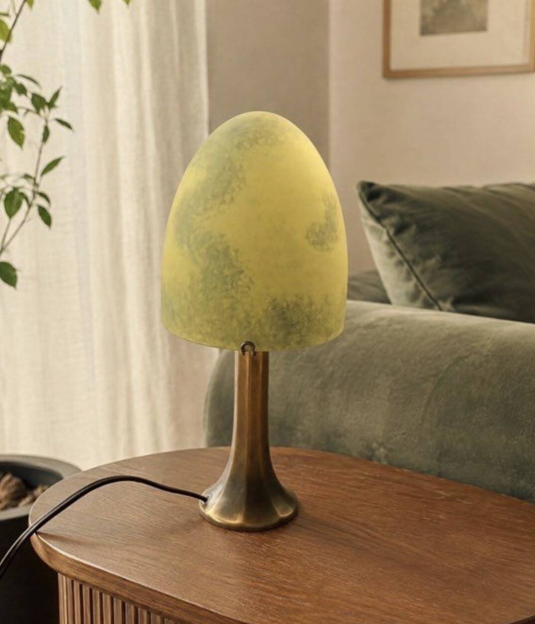 Lampe champignon vintage - pâte de verre