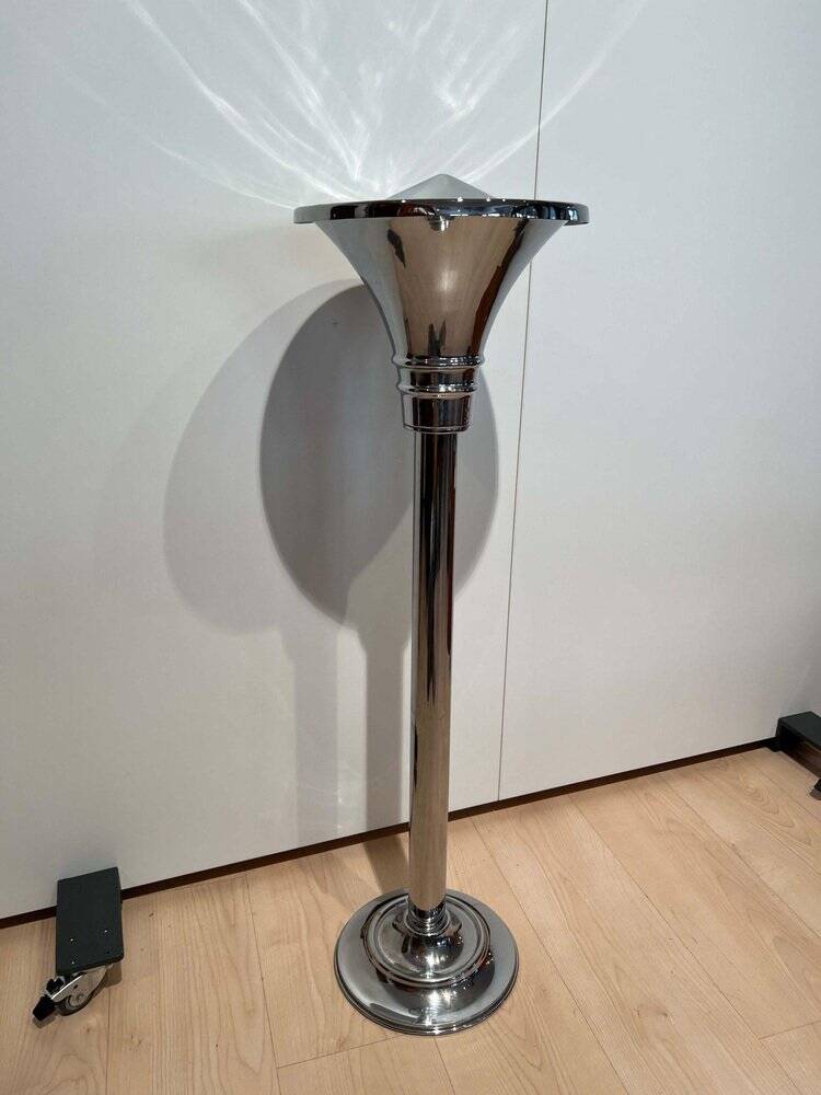 Art Deco Standing Ashtray in Polished and Chromed Metal, Switzerland, 1930