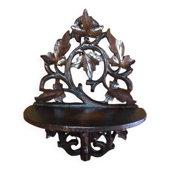 Carved wood wall shelf vintage vine leaves decor #a465