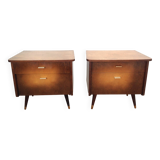 Pair of bedside tables with compass feet / vintage 50s-60s