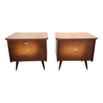 Pair of bedside tables with compass feet / vintage 50s-60s