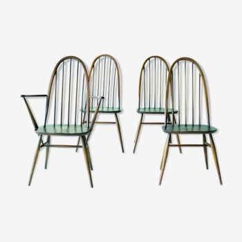 Set of 3 chairs and 1 armchair with arms by lucian Ercolani for Ercol - 1960