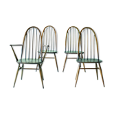 Set of 3 chairs and 1 armchair with arms by lucian Ercolani for Ercol - 1960