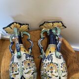 Pair of polychrome earthenware vases