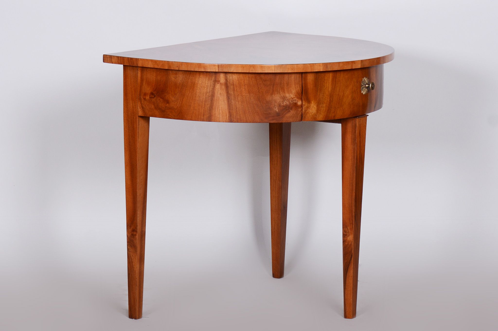 Restored Biedermeier Walnut Side Table, Revived Polish, Czechia, 1820s