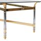 Coffee table in gold brass and chrome metal.