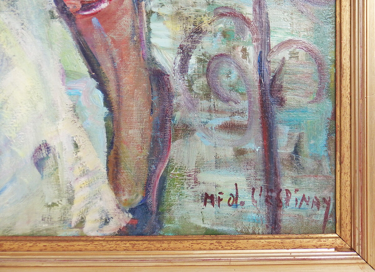 Painting “Woman and Harlequin” by Marie-Françoise de l’Espinay