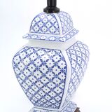 White and blue porcelain lamp