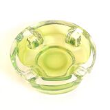 Green anise crystal ashtray Val St Lambert 70s Diameter 16.6 cm