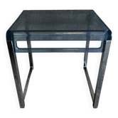 Bedside table in blue plexiglass and chrome metal, 1970