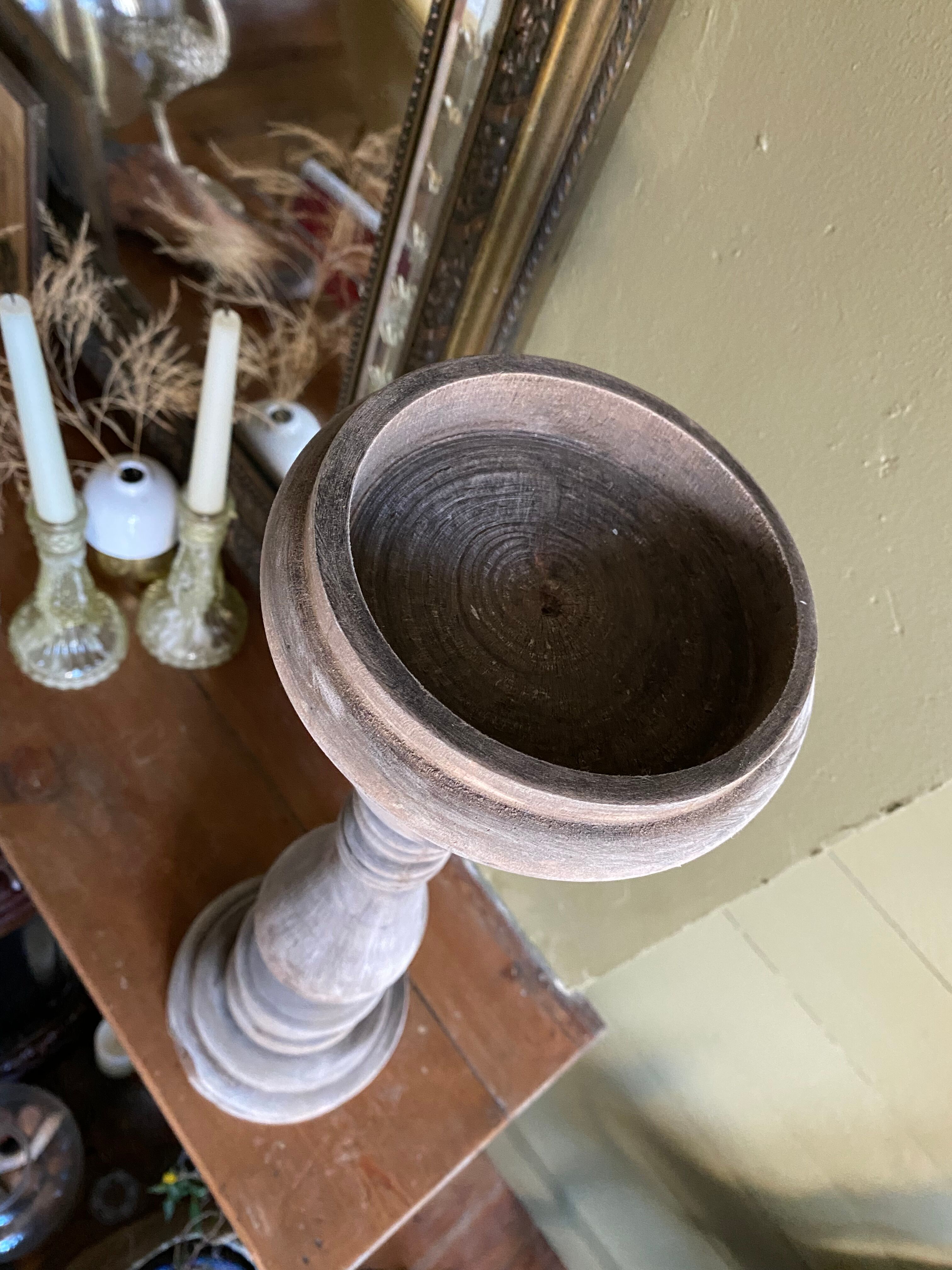 Old wooden church candle holder