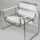 Fauteuil vintage style Marcel Breuer en cuir blanc
