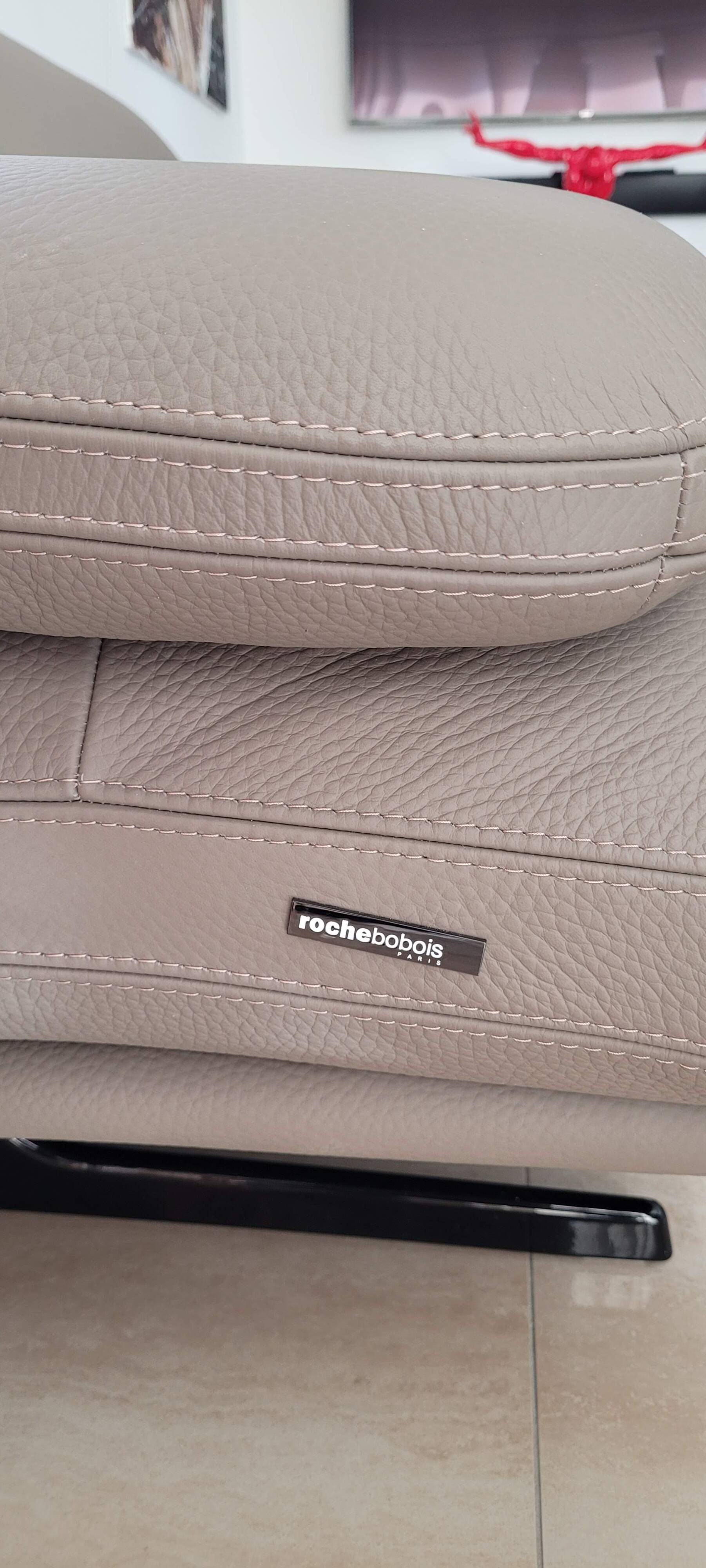 Canapé cuir pleine fleur 3 places roche bobois