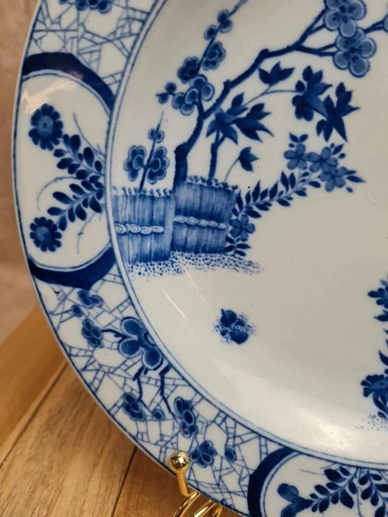 Antique hollow plate Creil and Montereau Japan / Monet blue