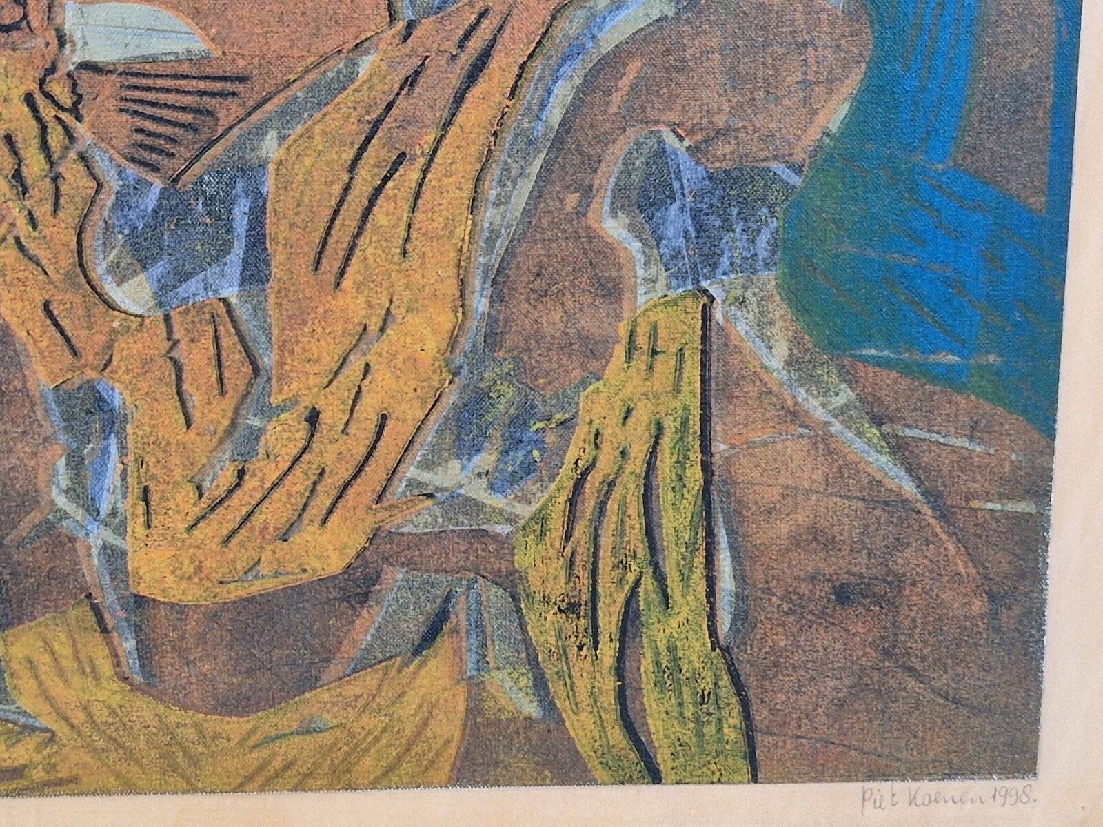 Piet Koenen, Modern Surrealist Composition, Silkscreen & Mixed Media, 1990s