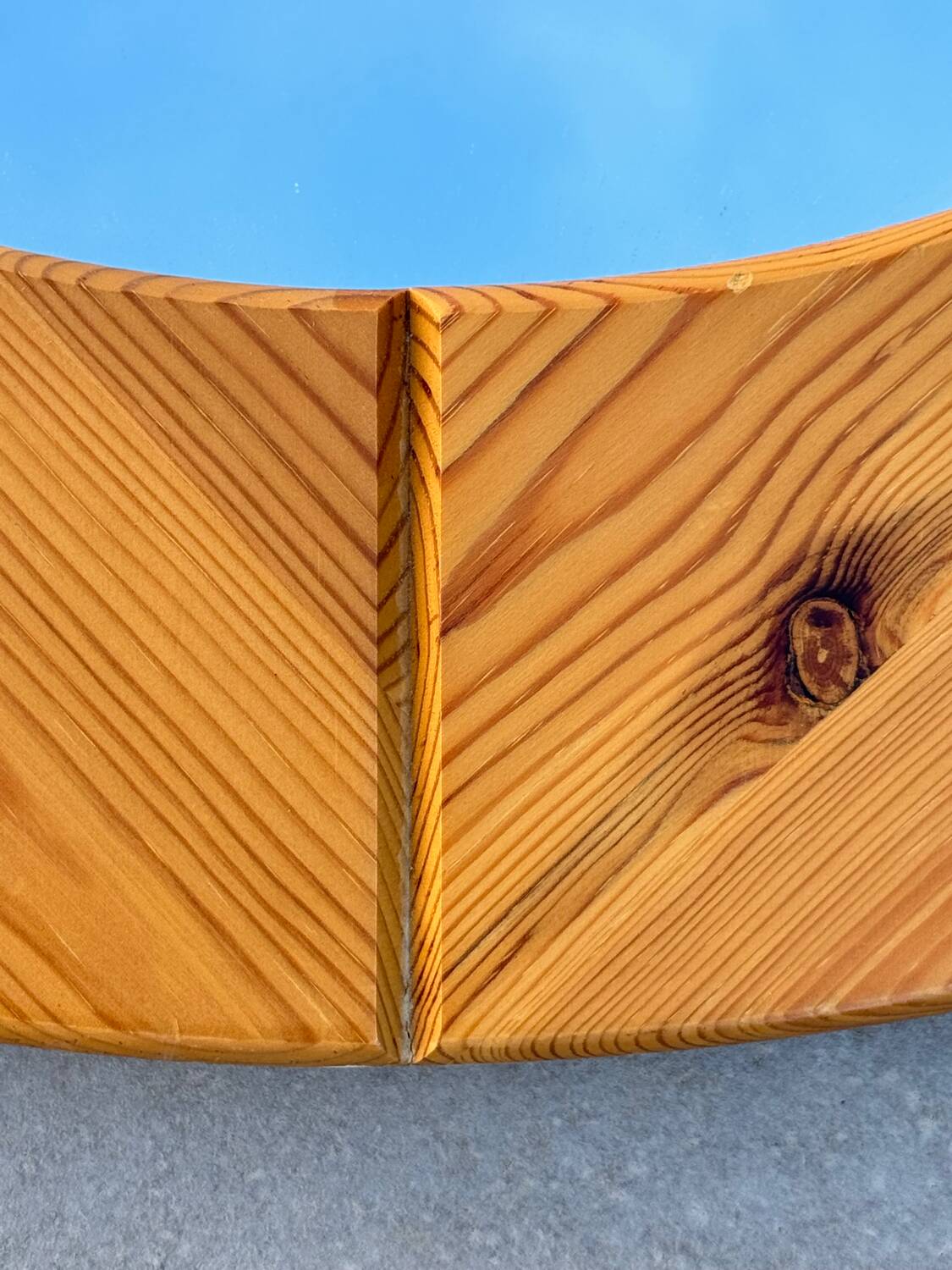 Miroir ovale Suédois en pin design Scandinave des années 80