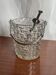 Vintage chiseled glass ice bucket with pliers