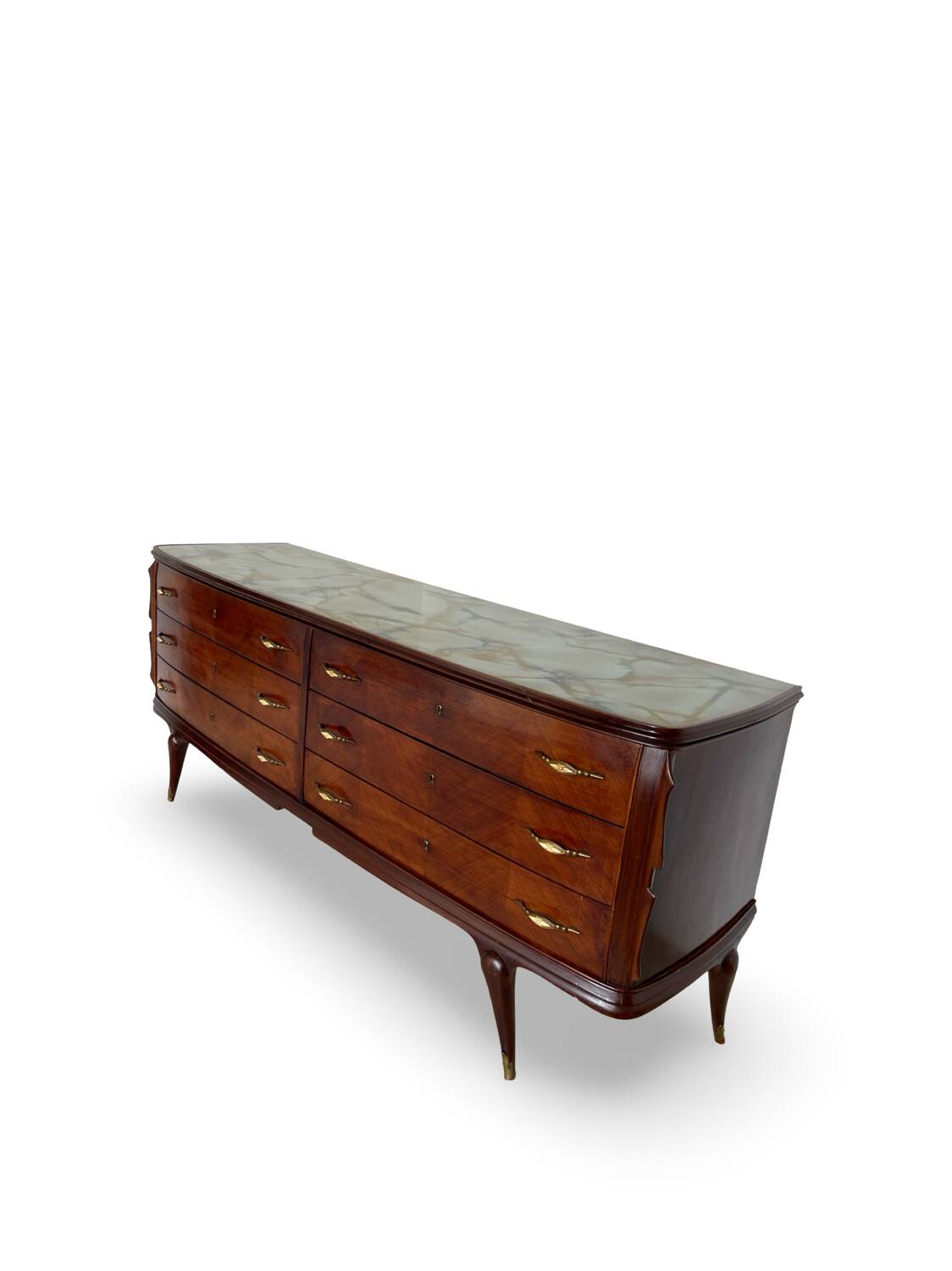 Commode en placage de palissandre avec plateau en onyx vert