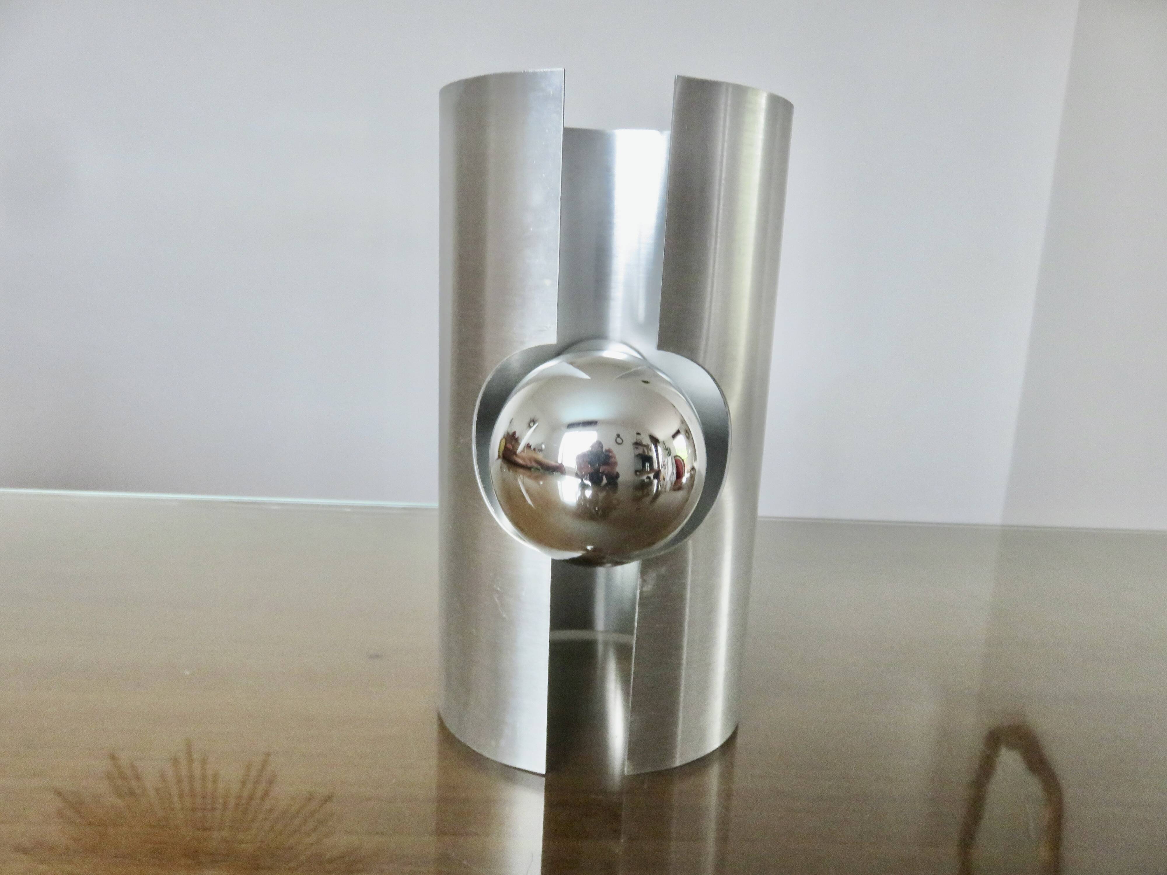 Pair of "oxar" brushed metal wall lights, space age, 1970