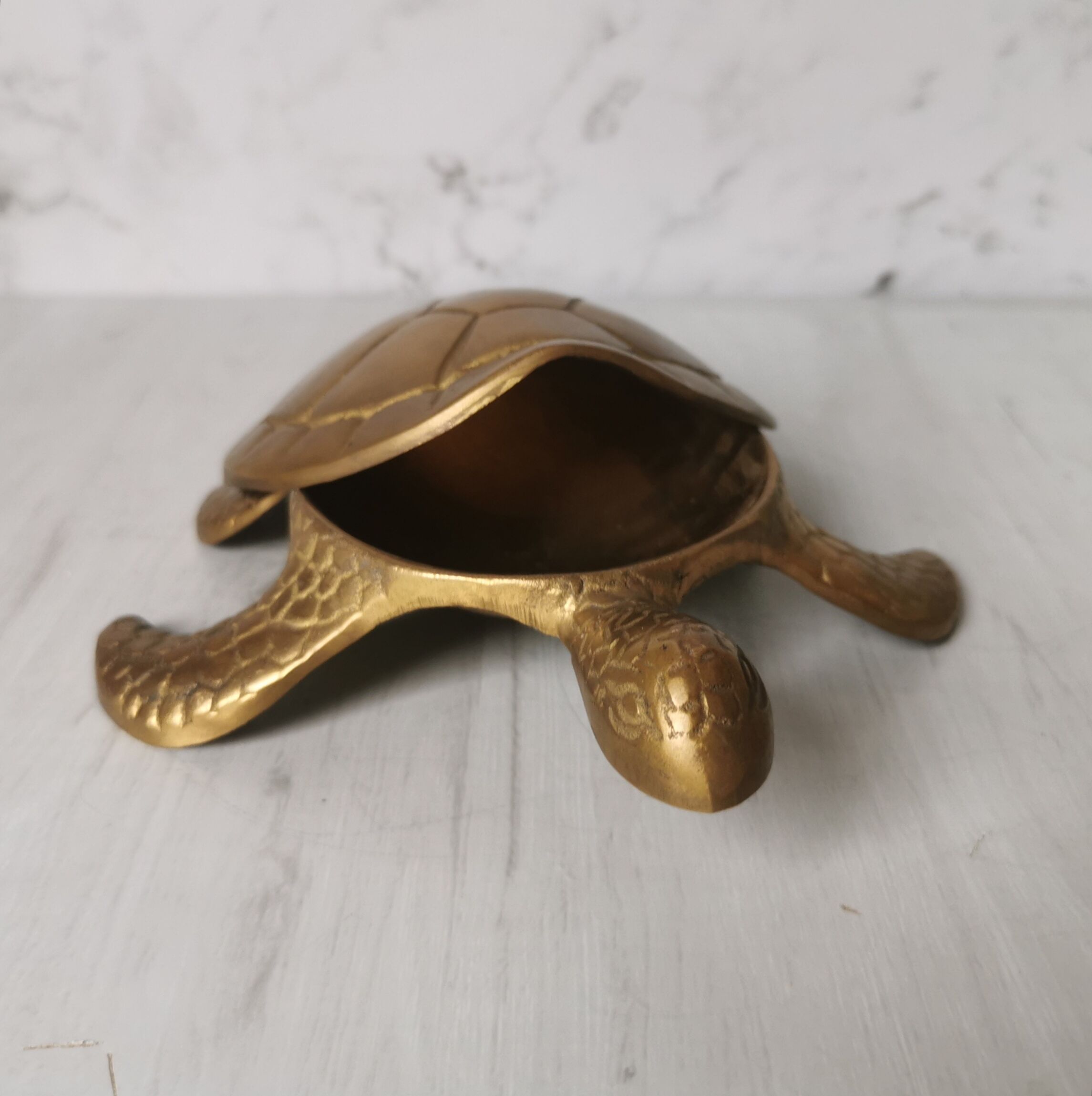 Brass turtle jewelry box