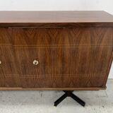 Scandinavian enfilade in veneered wood with iron legs, 20th century.